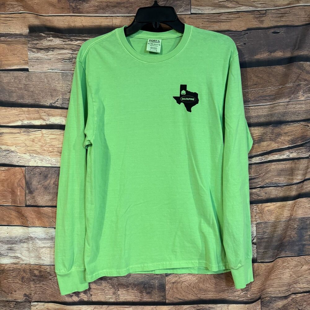 PORT & COMPANY Men's S Neon Green Long Sleeve T-Shirt DeltaPine Bayer Safety